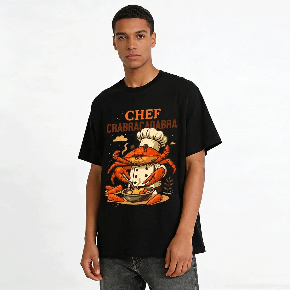 Chef Crabracadabra Cooking Graphic Casual Tee Pure cotton T-shirt
