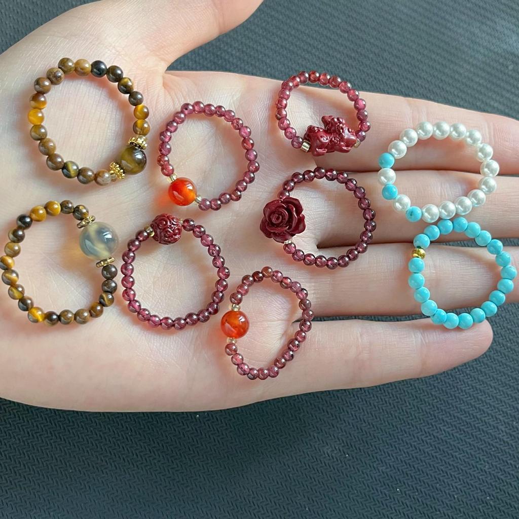 Versatile Women's Elastic Cord Beaded Finger Ring Accessory