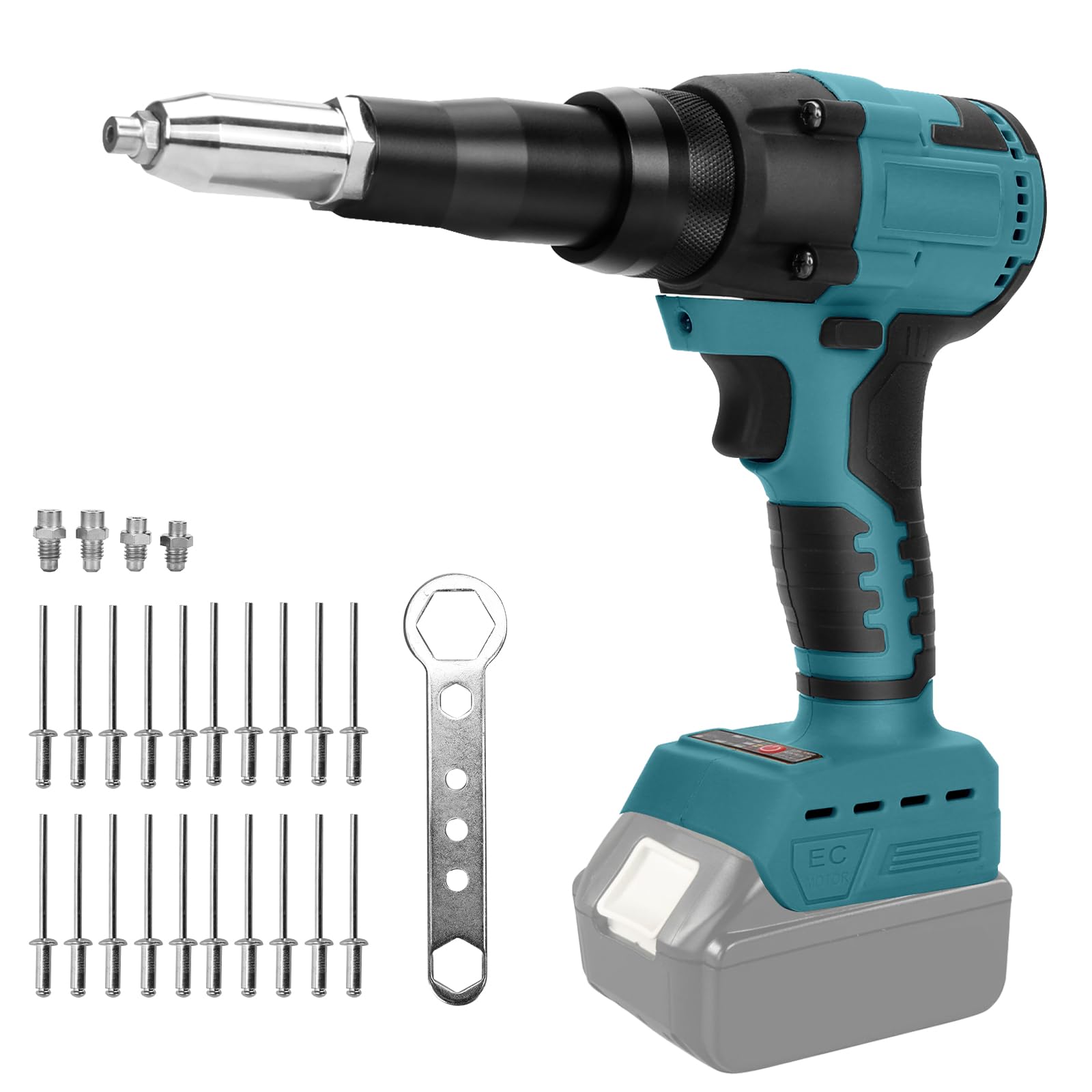 

bumxca Electric Compatible with Makita Brushless Hand with LED Rivets Stepless Speed Protection Low Includes 20 Operation Unit Sold Warranty Riveter,