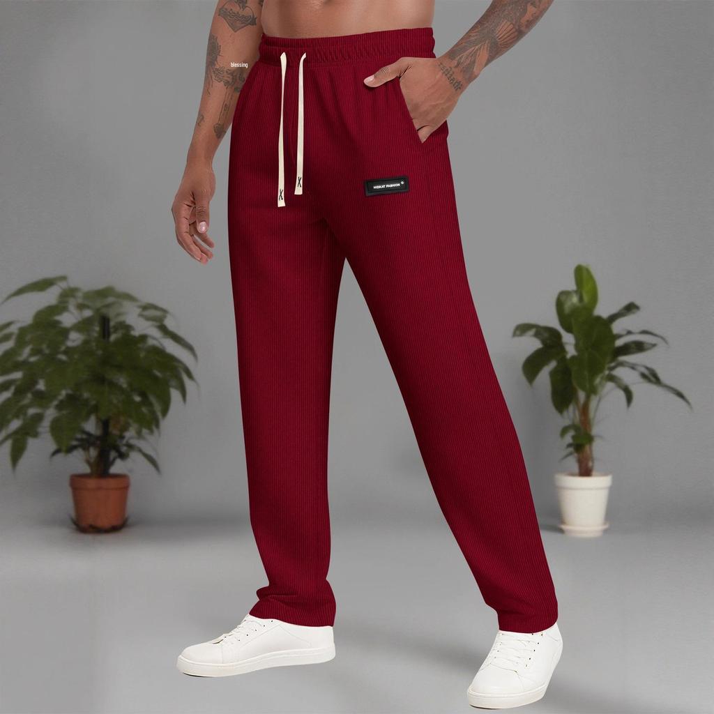 Men's Chenille Corduroy Loose Straight-Leg Pants - Comfortable, Versatile Sweatpants for College Students.