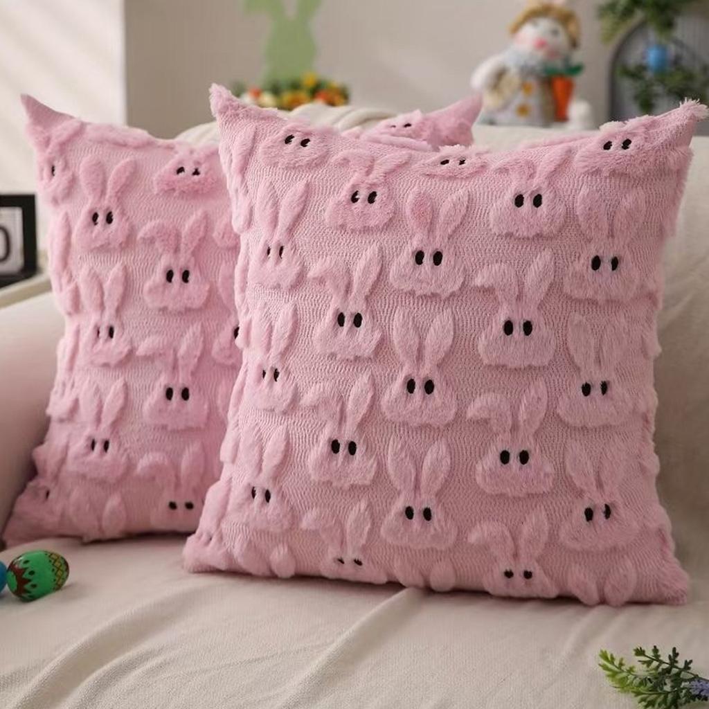 45x45cm Easter Rabbit Pillowcase Cozy Sofa Cushion Cover Office Backrest Lumbar Pillow Cover For Stylish Home Bedroom Decor