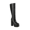 Krazing Pot PU Autumn Winter Shoes Super High Heels Stone Patterns European Design Platform Keep Warm Thigh High Boots