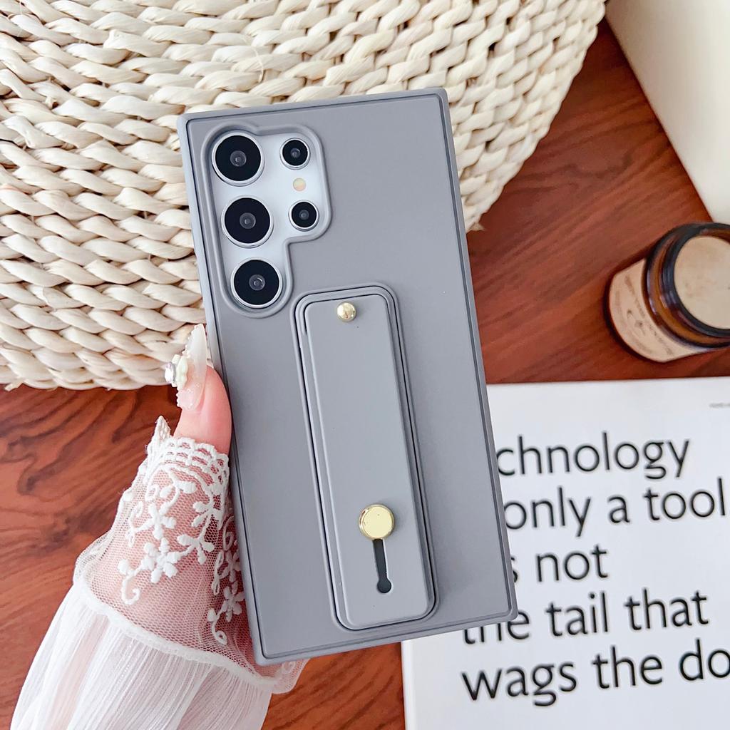 Suitable for Samsung S25ultra Mobile Phone Case S24 Bracket Mobile Phone Case S23 Wristband S22 Simple Silicone Men and Women
