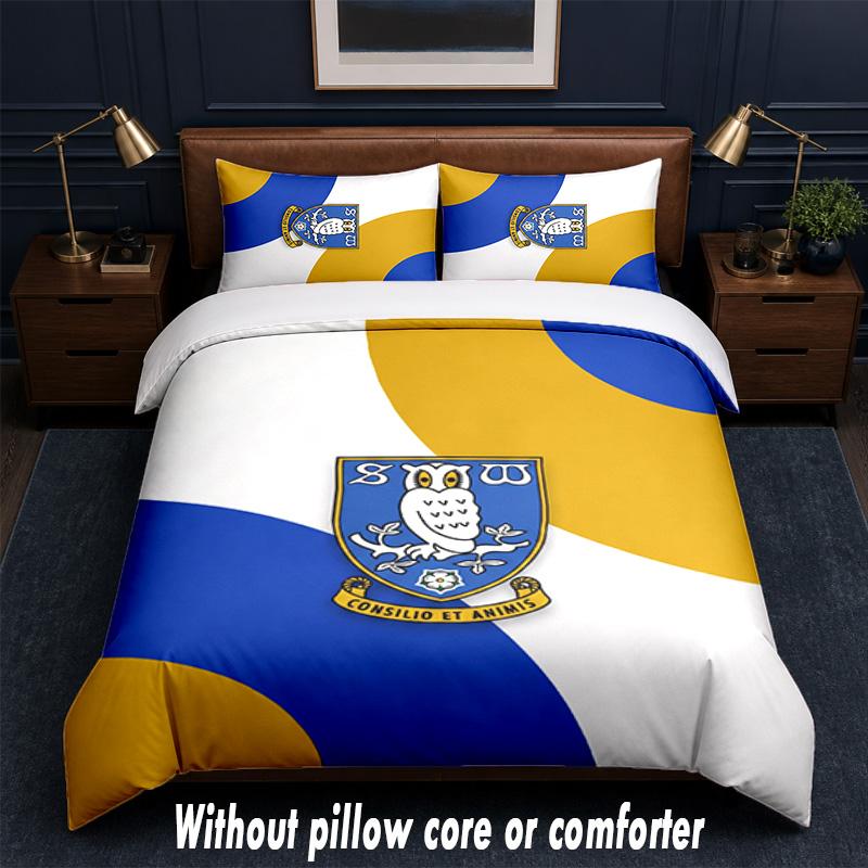 Sheffield Wednesday Football Design Bed Bedding Set 1 Duvet Cover + 2 Pillowcases Soft Breathable Household Bed Linens