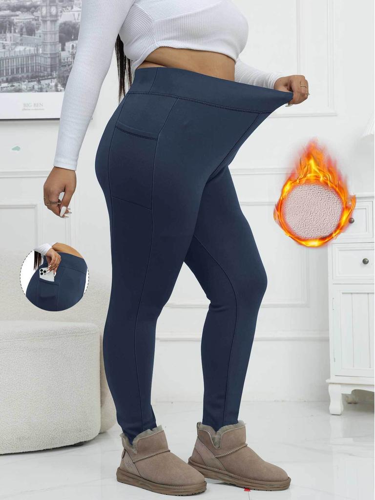 Kapsáčové podzimní/zimní zateplené fleecem plus-size legíny s vysokým pasem dámské zimní teplé legíny