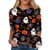Womens Round Neck 3D Dinosaur Print Tee - Casual Fit 7/8 Sleeve 2025