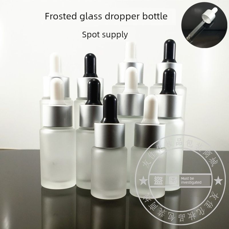 10ml20ml25ml30ml50ml Frosted Glass Bottle Drop Applicator Bottle Silver Ring with Black and White Head Storage Bottle