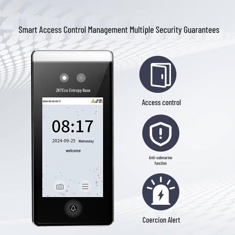 ZKTECO Dynamic Face Recognition Time Attendance & Access Control System CN plug (adapter included)