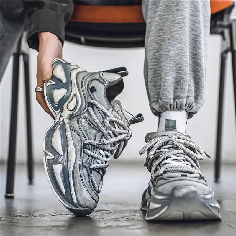 Fashion New Exquisite Men's Sneakers Youth Fashion Versatile Casual Shoes Thick Soled Height Increasing Breathable Running Shoes