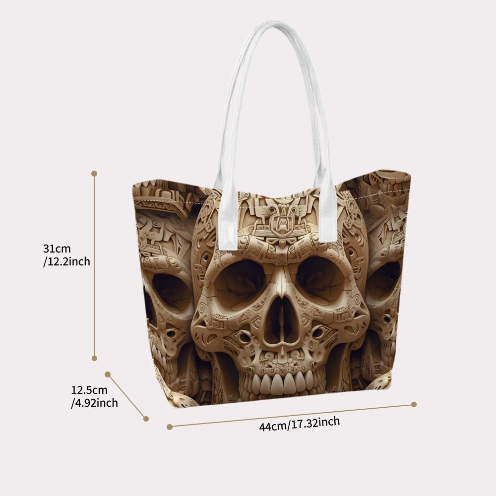 Stylish Skull Print Tote Bag for Daily Use