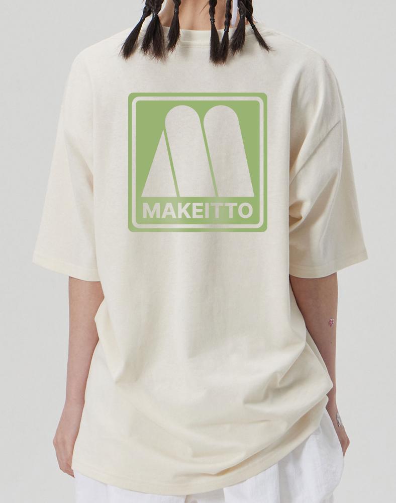 MAKEITTO [Square Logo] Crew Neck Tee_Cream