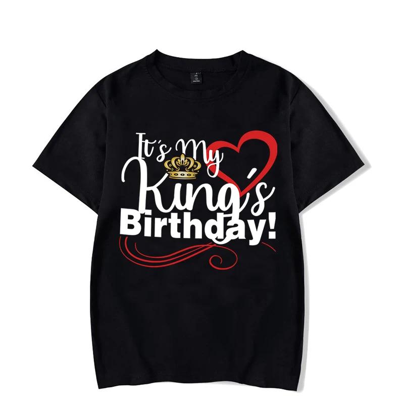 The Birthday King Print Couples T Shirt It s My King s Birthday Graphics Couples Fashion Women Shirt Wife Husband Lovers T-shirt M