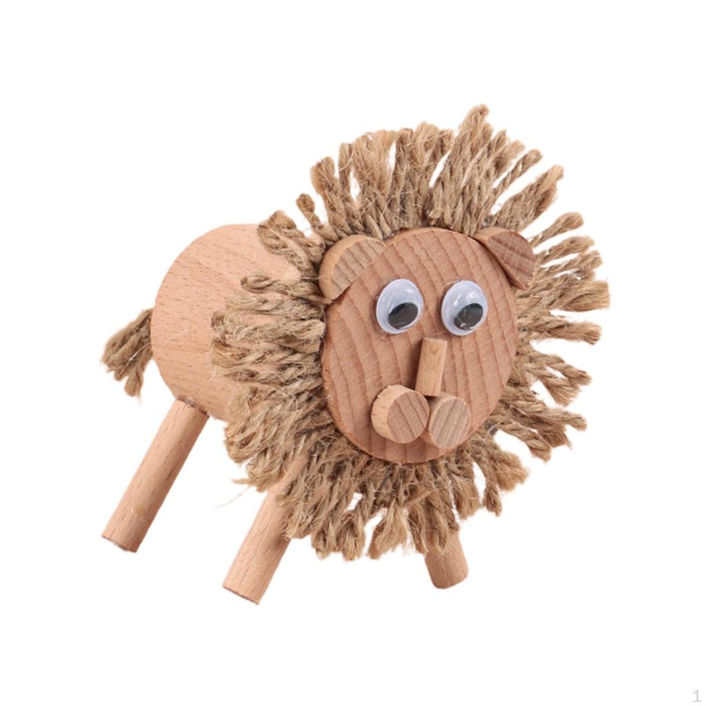 DIY Wooden Animal Decoration Educational Toys Fine Motor Skills Wood Crafts for Kids Small Animals