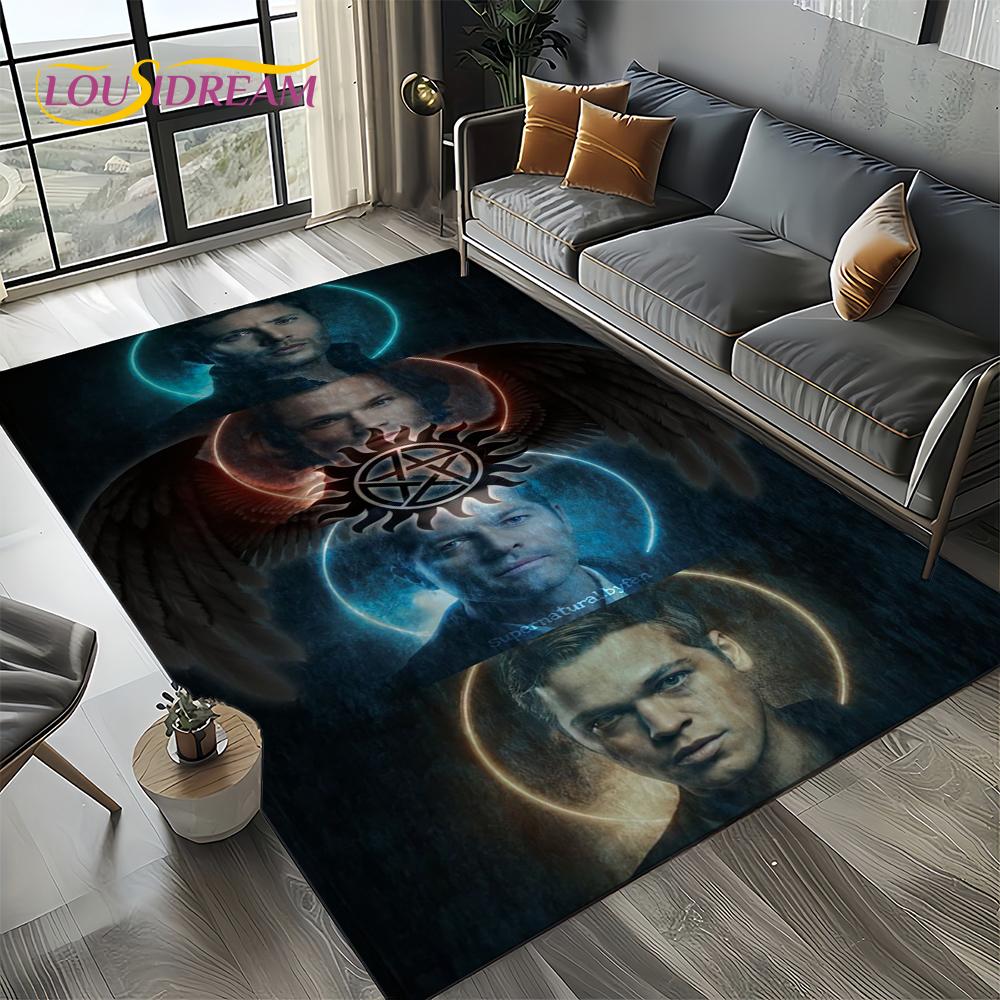 3D SPN Supernatural Sign Dean Sam Carpet Rug for Living Room Bedroom Home Sofa Decoration,Kids Play Area Rug Non-slip Floor Mat