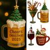 1/4Pcs Christmas Drink Ornament Christmas Tree Santa Claus Snowman Decor Hanging