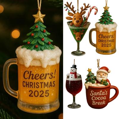 1/4Pcs Christmas Drink Ornament Christmas Tree Santa Claus Snowman Decor Hanging Decoration Indoor Outdoor Party Pendant
