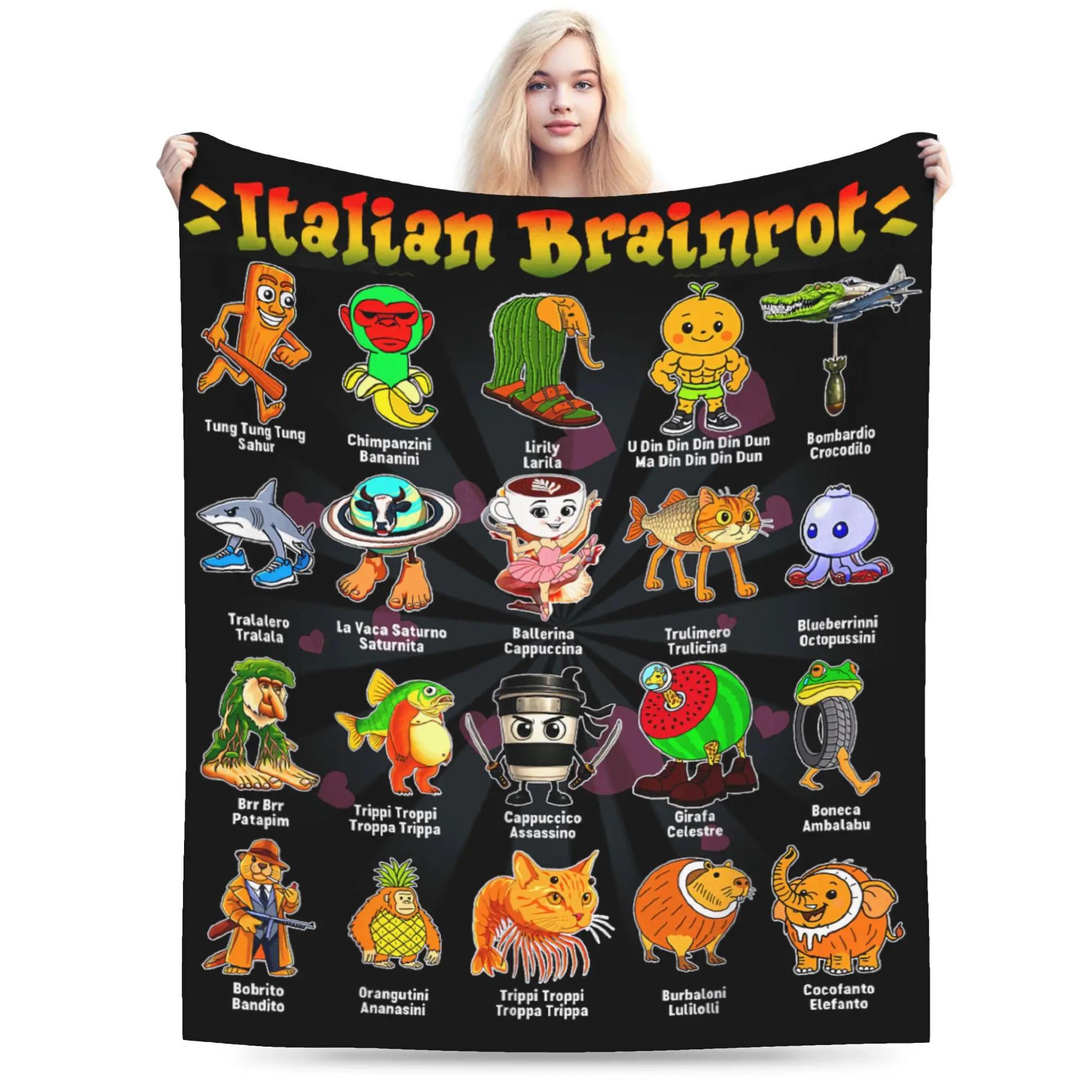 

ІТАЛІЙСЬКИЙ БРЕЙНРОТ Смішний Італійський Мем про Брейнрот Персонаж Ковдра Декоративна Фланелева Пледова Ковдра Для Дивана Крісла М яке Покривало 40x50in