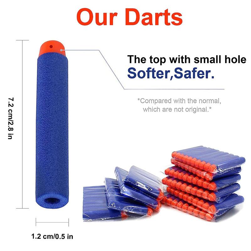 FRENSIT 1000-50 szt. Niebieskie Strzałki z Jednym Otworem, Amunicja Piankowa do Nerf N-Strike Elite, 7,2 cm