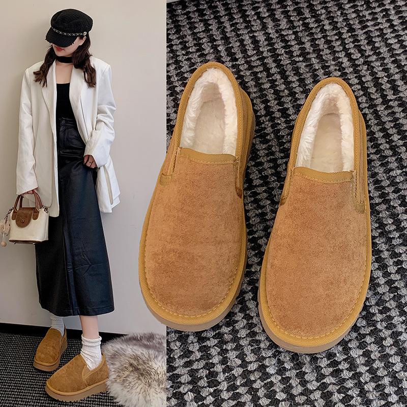 Winter large size couple versatile soft sole non-slip pregnant women cotton shoes velvet warm student bread cotton shoes women