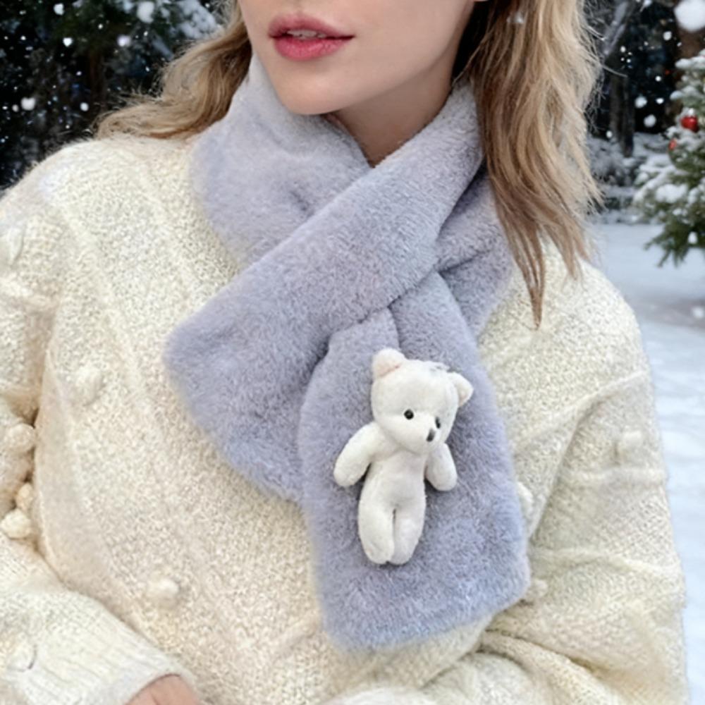 Bear Scarf Women S Winter Plush Scarf Women S Fork Thickened Scarf Versatile
