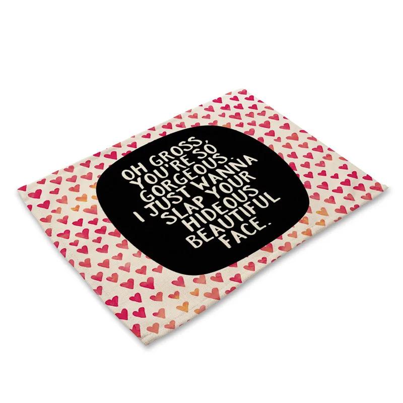 

Dots Dining Table Mat Coaster Geometric Letters Printed Kitchen Placemat Alphabet Cotton Linen Pads Cup Mats 45*30cm 2pcs 30x45cm