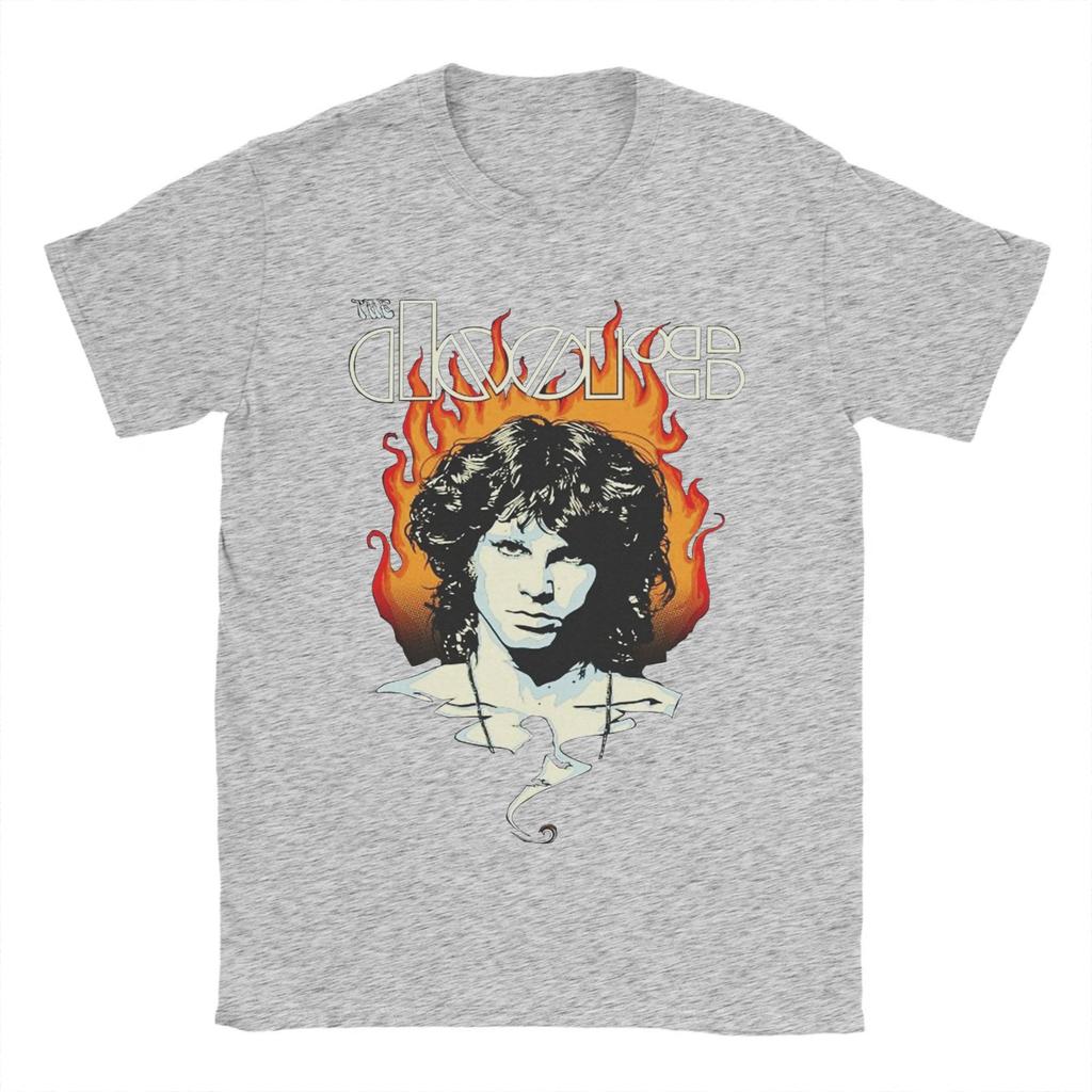 The Doors  T-Shirt for Men  Vintage Music   Vintage Cotton Tee Shirt Round Collar Short Sleeve T Shirt Summer Tops