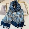 Breathable Lovely Floral Polyester Soft Scarf Boho Chic Tassel Shawl Women Perfect for Travel & Casual Muslim Hijab 180*90Cm