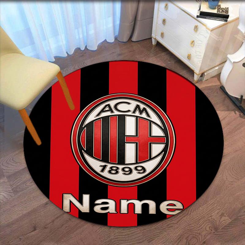 Custom Name AC Milan Printed Round Rug Carpet Chair Rug Area Rug Entryway Doormats,for Office Chair Living Room Bedroom Kitchen Room.