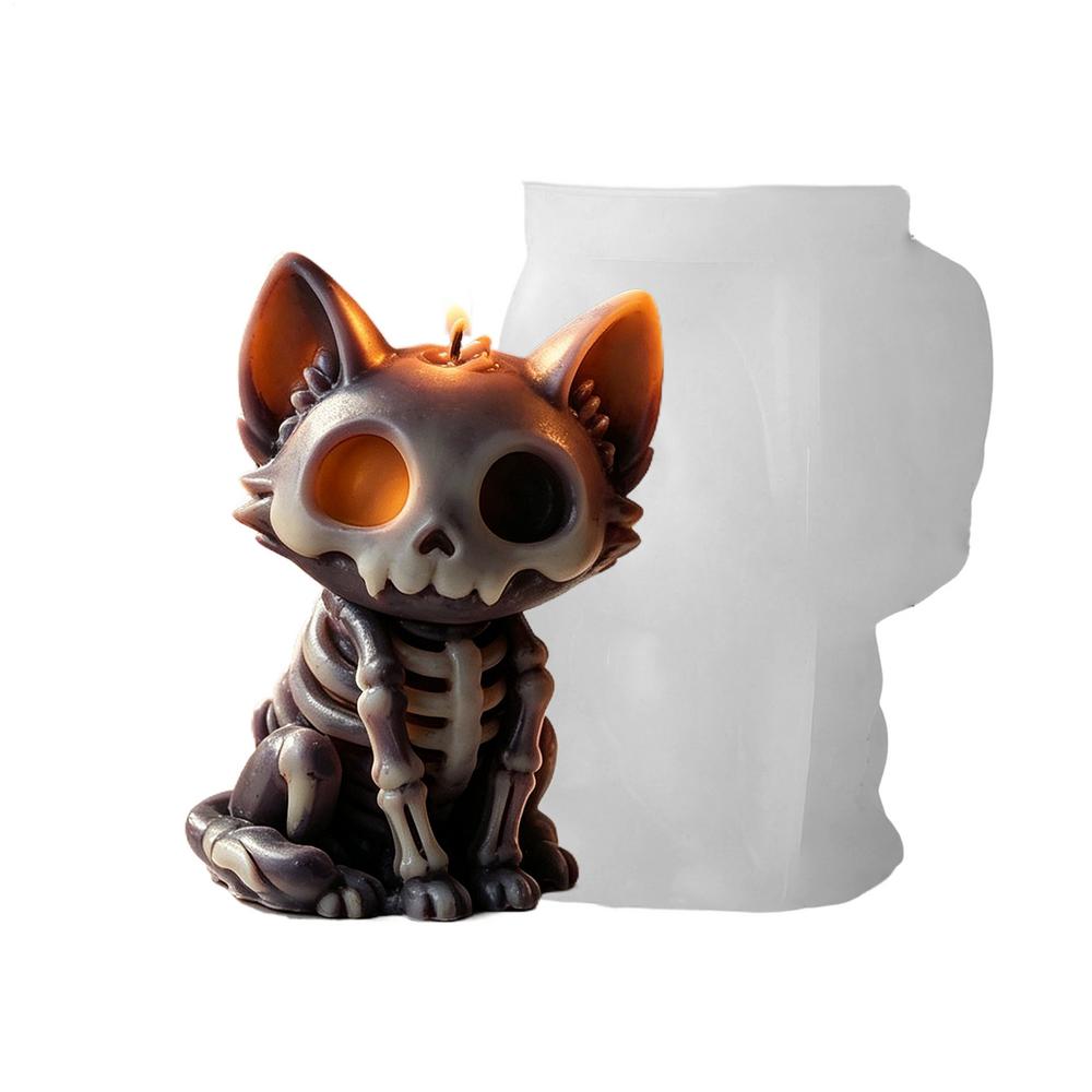 Katzen Kerzenform DIY 3D Horror Einfache Entformung Wiederverwendbar Halloween Kerzenherstellung Formen Für DIY-Begeisterte Bastelliebhaber Seife Epoxid