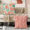 Beach Red Coral Reefs Starfish Cushion Cover Durable Hypoallergenic Organic Linen Short Pillow Cover Washable