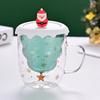 Shangqi Double-Wall Christmas Glass Coffee Mug with Lid
