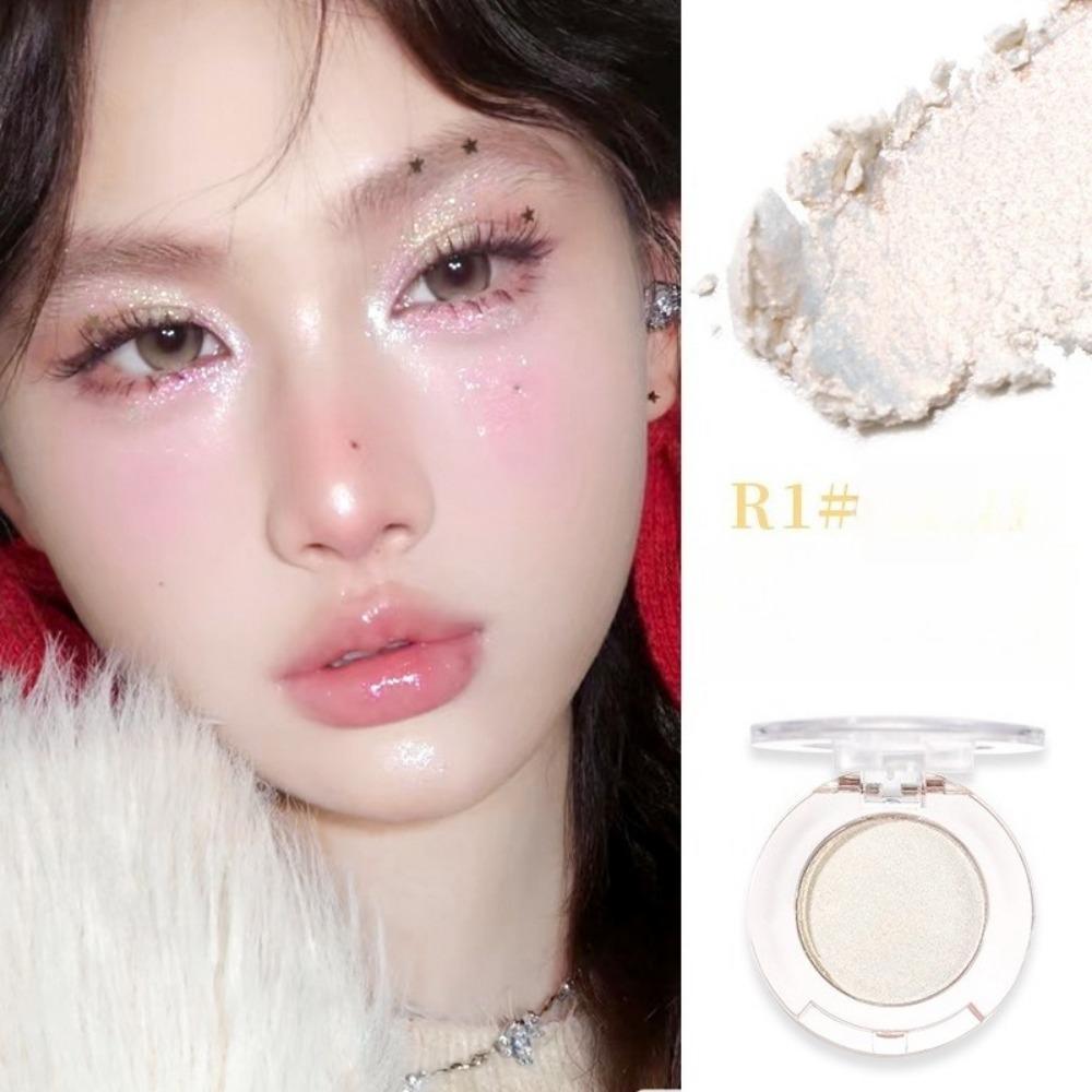 1PC Silver Moon Highlight Powder Pearlescent Full and Shiny Polarized Monochrome Eyeshadow Grooming Facial Brightening Powder