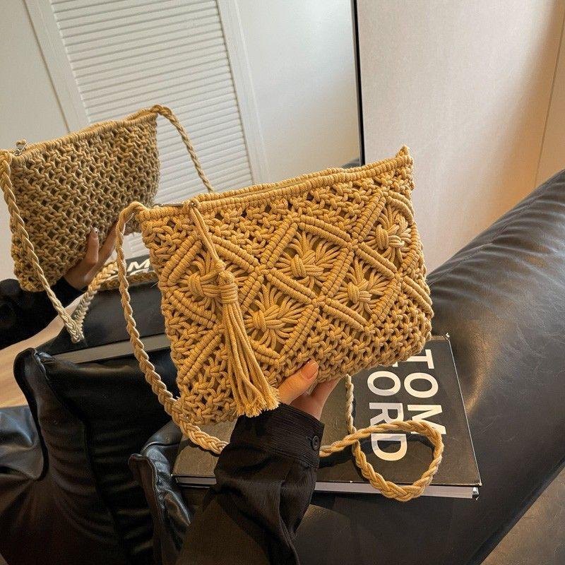 Women's Woven Grass Bag Fashionable Ethnic Style Single Shoulder Crossbody Bag