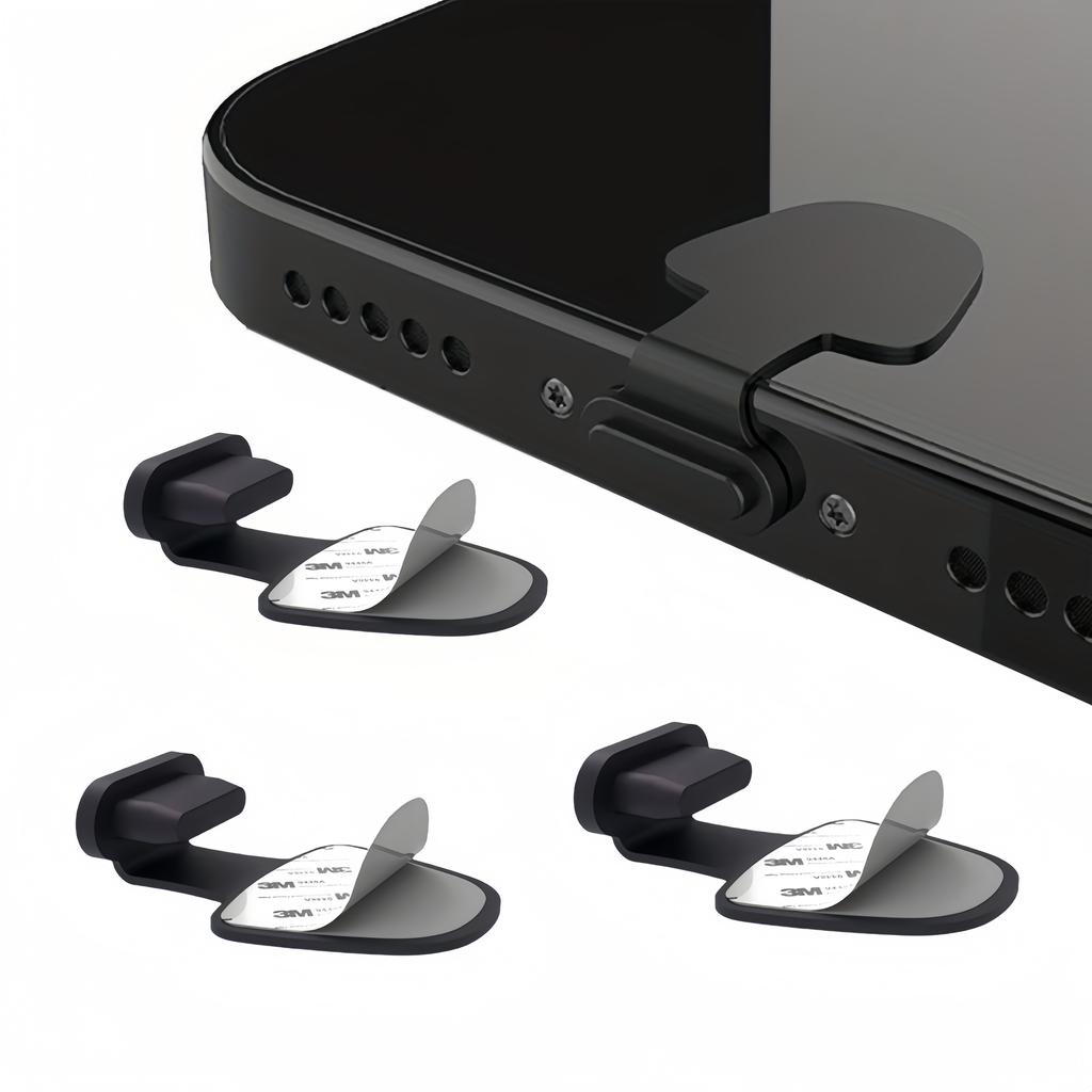3pcs Type C Dustproof Plug, Dust Cover Port Plug Protection Compatible with All Type-C Smartphones And Tablets - Black