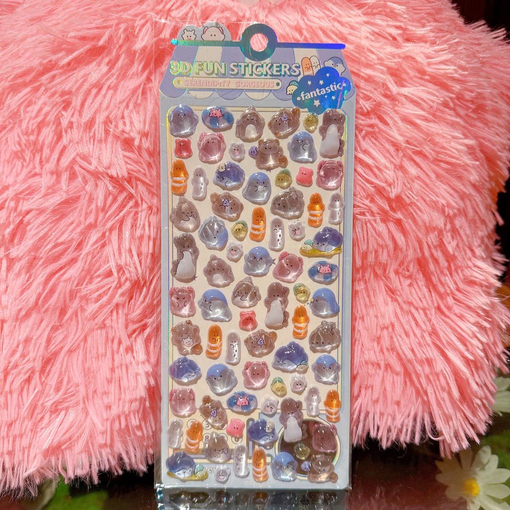 New 4 Pieces Kids' Cartoon Cute Soft Ghost 3D Stickers Adorable Decals for Phones Notebooks Pencil Cases BulingBulingStickers