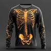 Fashion Halloween  Skull 3D Print Pattern Men's Long Sleeve T-shirt Casual Loose Tops 3D Skull Print Tees  Funny Autumn Clothing