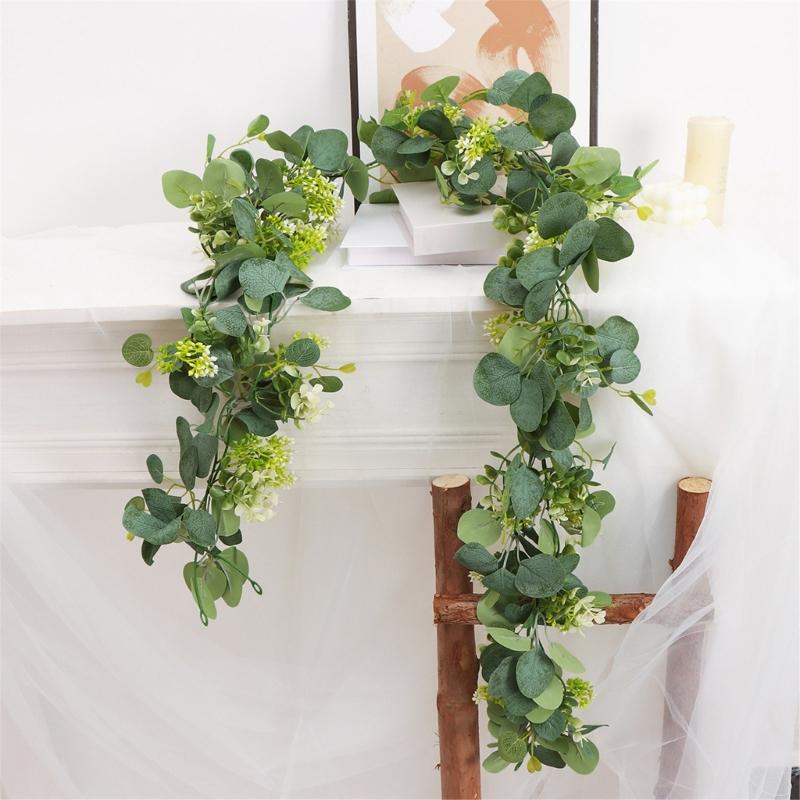 Realistic 180cm Eucalyptuses Vine Display Ornament Feature 60 Blooms Head Ideal For Party And Event Decoration