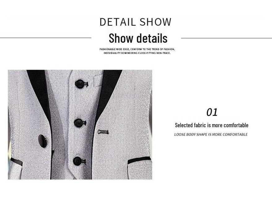 Boys' Silver Sequin Suit Set - Performance & Ceremony Outfit