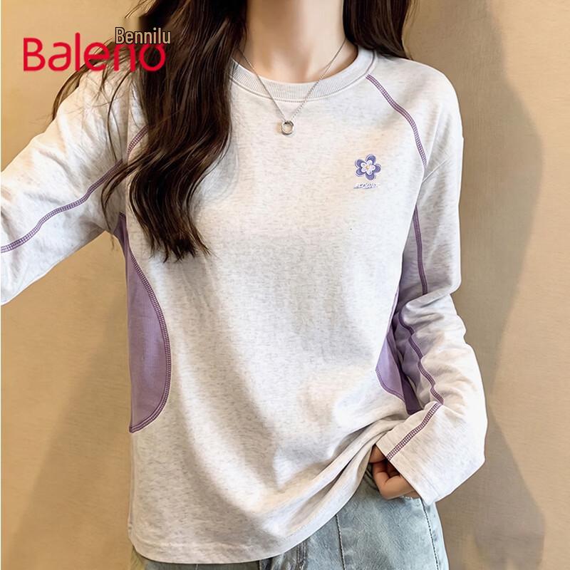 Baleno Women's Colorblock Long Sleeve Loose Fit T-shirt