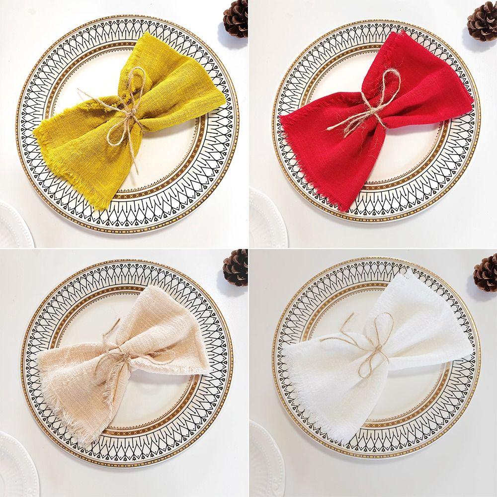 6pcs Sage Green Tassel Napkins Reusable Gauze Napkins Reusable Cloth Napkins  Home Decoration