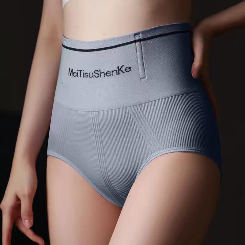 

Женское нижнее белье с высокой талией, подтягивающее ягодицы, сильное сексуальное однотонное треугольное белье L серо голубой