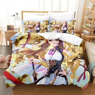 Comfortable Anime Print Duvet Cover Set With Duvet Cover And Pillowcases King Queen Twin Sizes For All Ages