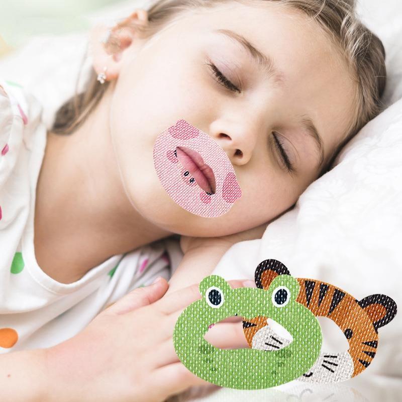30PCS Anti-Snoring Stickers Cartoon Style Mouth Tape Improved Breathing Relief for Kids Children Fox Tiger Frog Pig Panda