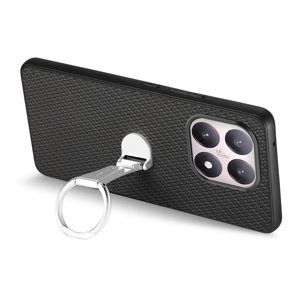 CASENEO C1-19 for Xiaomi 15T Case Folding Kickstand Leather Back Cover Carbon Fiber Texture