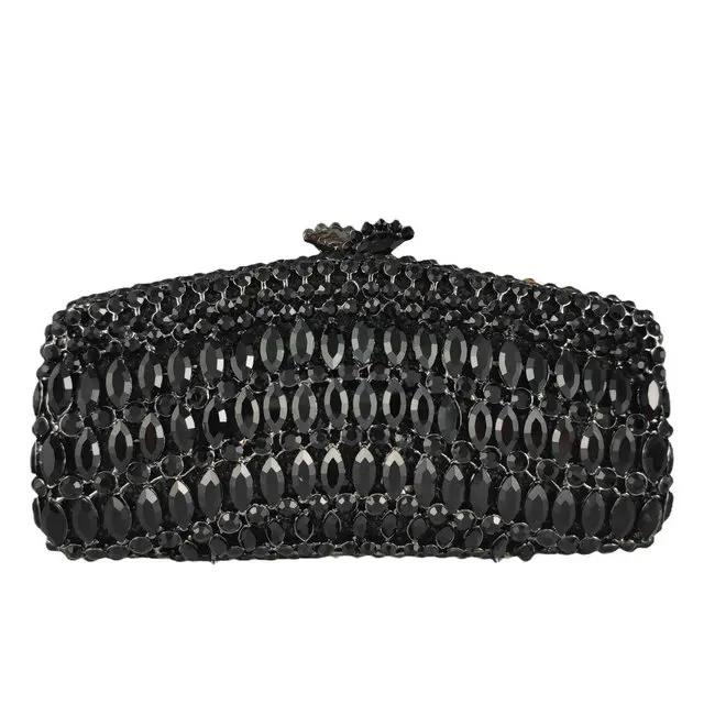Boutique De FGG Marineblauw Kristallen Clutch Portemonnees Dames Avond Handtassen Bruids Strass Minaudière Tassen Bruiloft Feest Tas