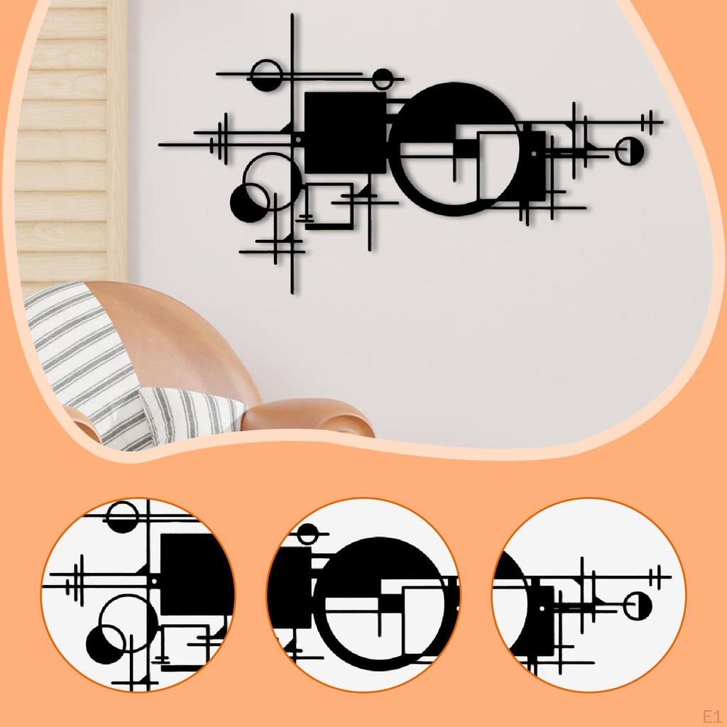 Art Mural Métal Décoration Intérieure Abstrait Intérieur Extérieur Moderne, Minimaliste Noir Bureau Chambre