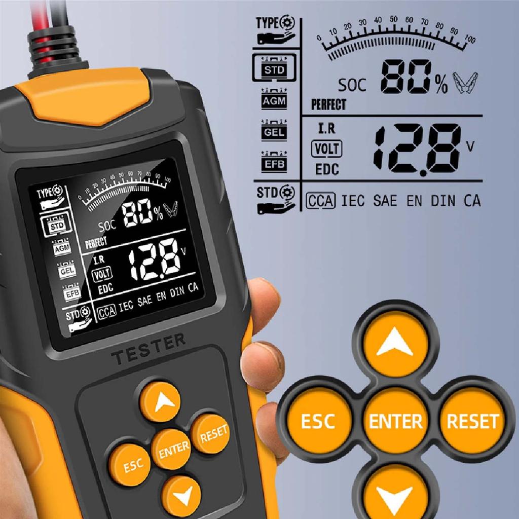 12V 24V Lead Acid Battery Tester Digital Auto Battery Cranking Charging Automatic Diagnostic Analyzer for Car Truck Boat SUV