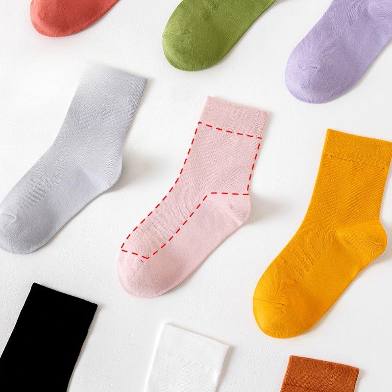Women's Mid-calf Pure Cotton Spring and Summer All-cotton White Spring and Autumn Black Women's Long Socks Cotton Socks Sports Solid Color