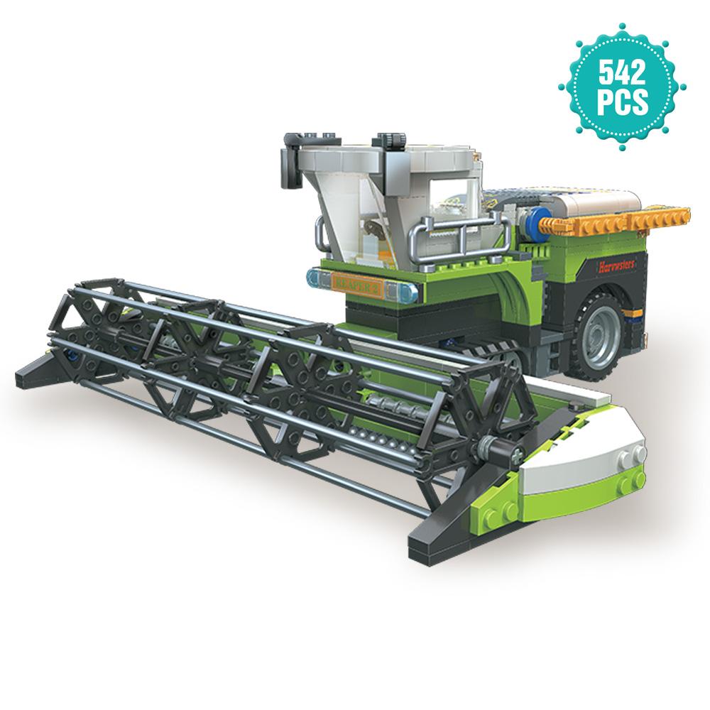 Non-Toxic Wheat Harvester Building Block Set 542 Pcs Farm Truck Construction Vehicles Set Similar Lego Tractor Toy Kit For Kids Gifts