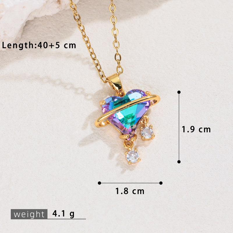 Korean Style Sweetheart Zircon Necklace for Women - Star and Love Design